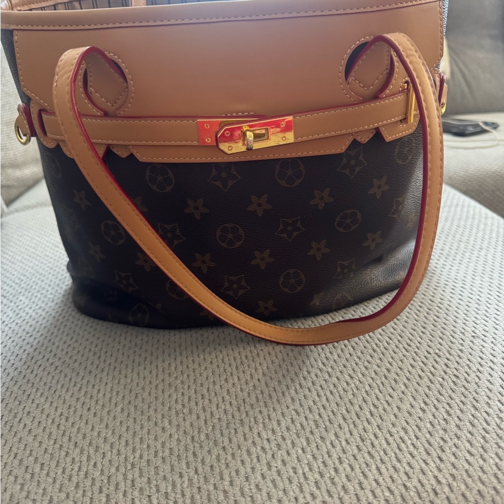 Elegant Brown and Tan Designer Tote Bag